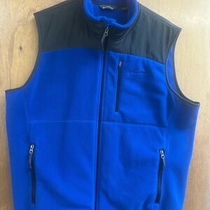 Eddie Bauer Blue and Black Fleece Vest with High Collar